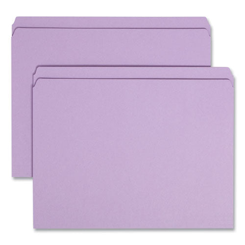 Image of Smead Reinforced Top Tab Colored File Folders, Straight Tabs, Letter Size, 0.75" Expansion, Lavender, 100/Box