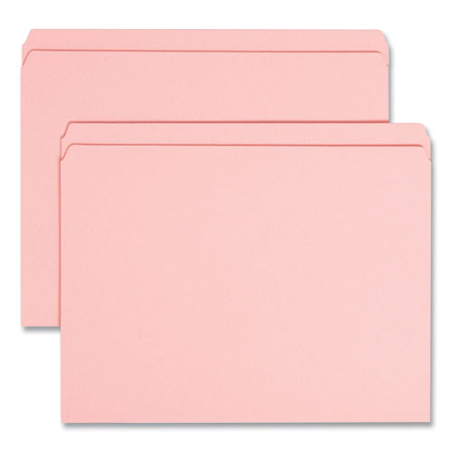 Image of Smead Reinforced Top Tab Colored File Folders, Straight Tabs, Letter Size, 0.75" Expansion, Pink, 100/Box