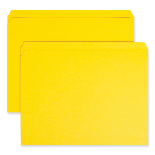 Image of Smead Reinforced Top Tab Colored File Folders, Straight Tabs, Letter Size, 0.75" Expansion, Yellow, 100/Box