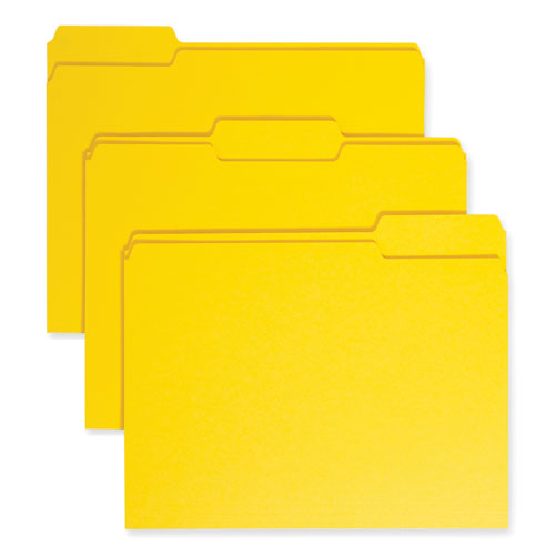 Image of Smead Colored File Folders, 1/3-Cut Tabs: Assorted, Letter Size, 0.75" Expansion, Yellow, 100/Box