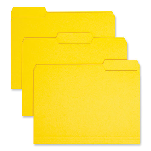 Image of Smead Interior File Folders, 1/3-Cut Tabs: Assorted, Letter Size, 0.75" Expansion, Yellow, 100/Box