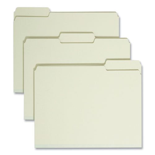 Image of Smead Expanding Recycled Heavy Pressboard Folders, 1/3-Cut Tabs: Assorted, Letter Size, 1" Expansion, Gray-Green, 25/Box