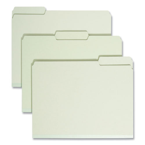 Image of Smead Expanding Recycled Heavy Pressboard Folders, 1/3-Cut Tabs: Assorted, Letter Size, 2" Expansion, Gray-Green, 25/Box