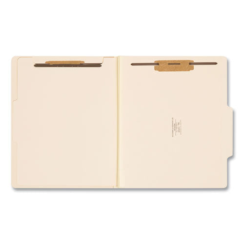 Image of Smead Four-Section Top Tab Classification Folders, 2" Expansion, 1 Divider, 4 Fasteners, Letter Size, Manila, 10/Box