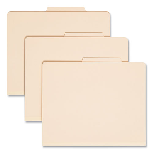 Image of Smead Six-Section Top Tab Classification Folders, 2" Expansion, 2 Dividers, 6 Fasteners, Letter Size, Manila, 10/Box