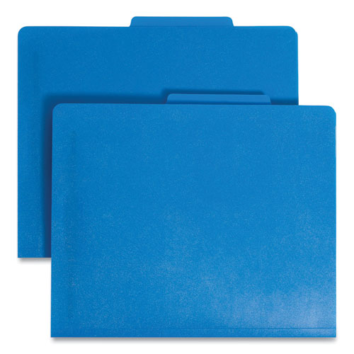 Image of Smead Six-Section Poly Classification Folders, 2" Expansion, 2 Dividers, 6 Fasteners, Letter Size, Blue Exterior, 10/Box
