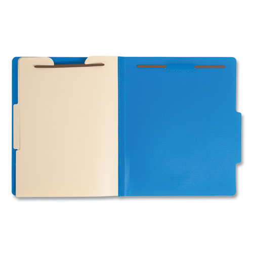 Image of Smead Six-Section Poly Classification Folders, 2" Expansion, 2 Dividers, 6 Fasteners, Letter Size, Blue Exterior, 10/Box