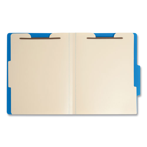 Image of Smead Six-Section Poly Classification Folders, 2" Expansion, 2 Dividers, 6 Fasteners, Letter Size, Blue Exterior, 10/Box