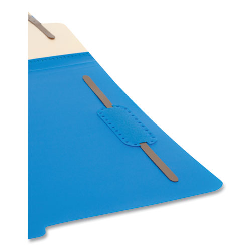 Image of Smead Six-Section Poly Classification Folders, 2" Expansion, 2 Dividers, 6 Fasteners, Letter Size, Blue Exterior, 10/Box