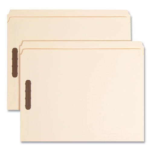 Image of Smead Top Tab Fastener Folders, Straight Tabs, 0.75" Expansion, 2 Fasteners, Letter Size, Manila Exterior, 50/Box