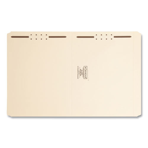 Image of Smead Top Tab Fastener Folders, Straight Tabs, 0.75" Expansion, 2 Fasteners, Letter Size, Manila Exterior, 50/Box