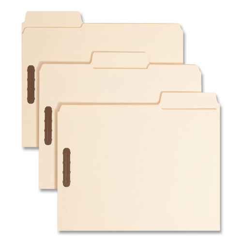 Image of Smead SuperTab Reinforced Guide Height Fastener Folders, 11-pt Manila, 0.75" Expansion, 2 Fasteners, Letter Size, Manila, 50/Box