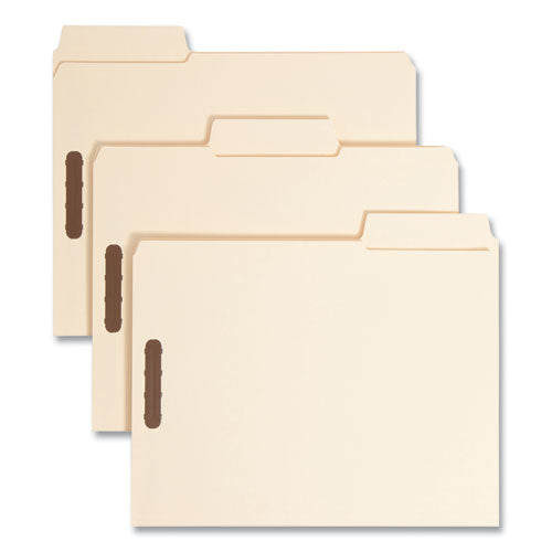 Image of Smead SuperTab Reinforced Guide Height Fastener Folders, 14-pt Manila, 0.75" Expansion, 2 Fasteners, Letter Size, Manila, 50/Box