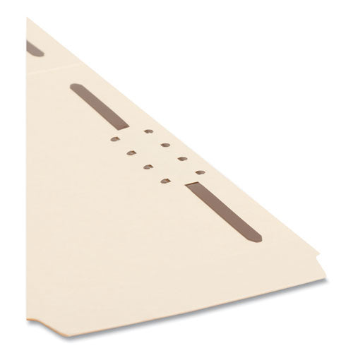 Image of Smead SuperTab Reinforced Guide Height Fastener Folders, 14-pt Manila, 0.75" Expansion, 2 Fasteners, Letter Size, Manila, 50/Box