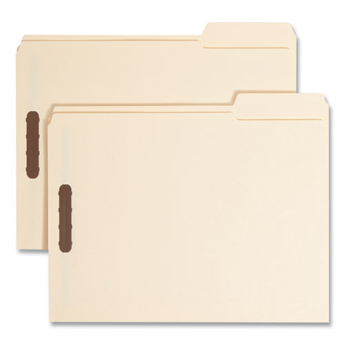 Image of Smead Top Tab Fastener Folders, Guide-Height 2/5-Cut Tabs, 0.75" Expansion, 2 Fasteners, Letter Size, 11-pt Manila, 50/Box