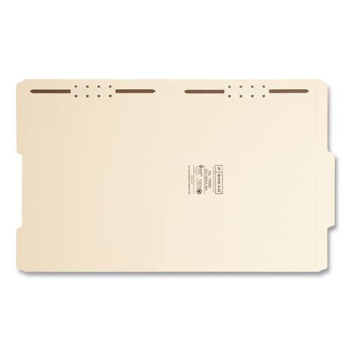 Image of Smead Top Tab Fastener Folders, Guide-Height 2/5-Cut Tabs, 0.75" Expansion, 2 Fasteners, Letter Size, 11-pt Manila, 50/Box