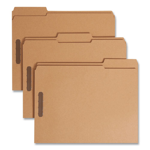 Image of Smead Top Tab Fastener Folders, 1/3-Cut Tabs: Assorted, 0.75" Expansion, 2 Fasteners, Letter Size, Kraft Exterior, 50/Box