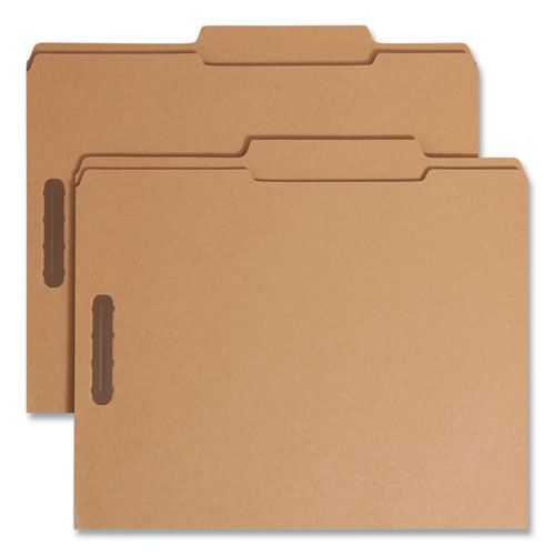 Image of Smead Top Tab Fastener Folders, Guide-Height 2/5-Cut Tabs, 0.75" Expansion, 2 Fasteners, Letter Size, 11-pt Kraft, 50/Box