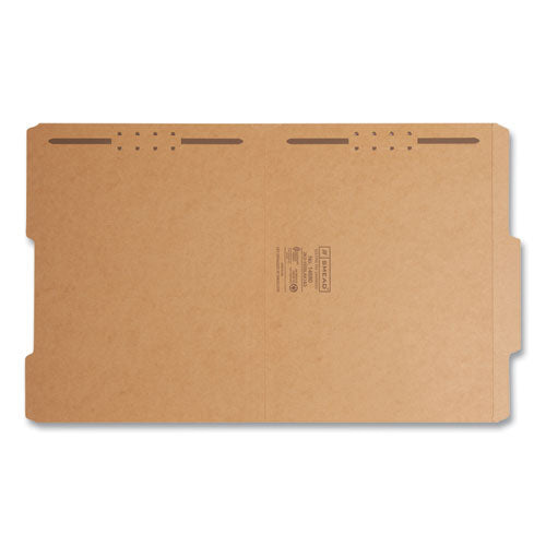 Image of Smead Top Tab Fastener Folders, Guide-Height 2/5-Cut Tabs, 0.75" Expansion, 2 Fasteners, Letter Size, 11-pt Kraft, 50/Box