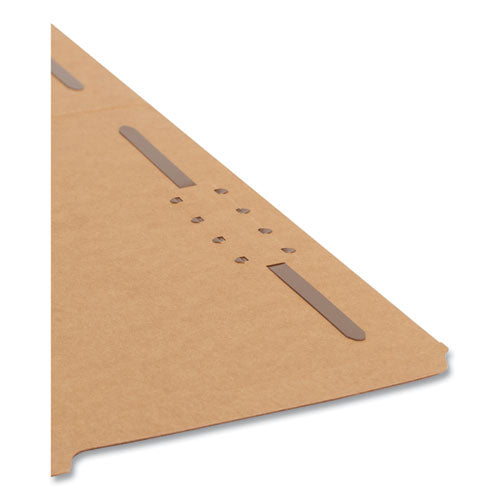 Image of Smead Top Tab Fastener Folders, Guide-Height 2/5-Cut Tabs, 0.75" Expansion, 2 Fasteners, Letter Size, 11-pt Kraft, 50/Box