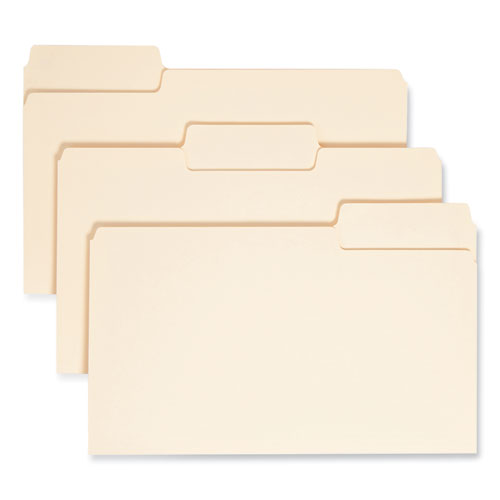 Image of Smead SuperTab Top Tab File Folders, 1/3-Cut Tabs: Assorted, Legal Size, 0.75" Expansion, 11-pt Manila, 100/Box