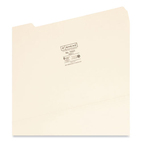 Image of Smead Manila File Folders, 1/3-Cut Tabs: Left Position, Legal Size, 0.75" Expansion, Manila, 100/Box