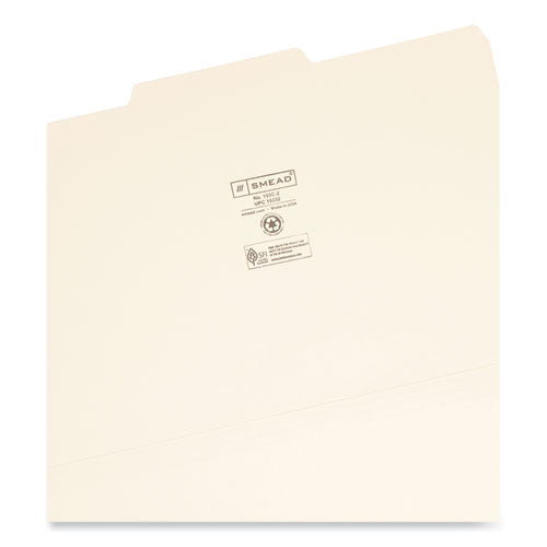 Image of Smead Manila File Folders, 1/3-Cut Tabs: Center Position, Legal Size, 0.75" Expansion, Manila, 100/Box