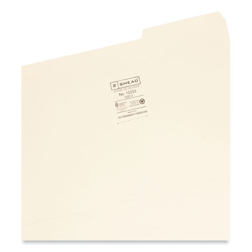 Image of Smead Manila File Folders, 1/3-Cut Tabs: Right Position, Legal Size, 0.75" Expansion, Manila, 100/Box
