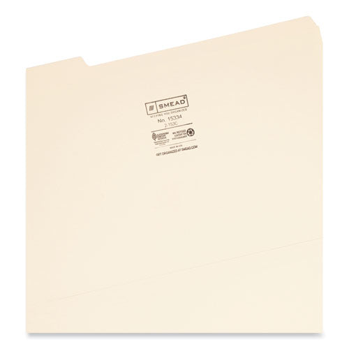 Image of Smead Reinforced Tab Manila File Folders, 1/3-Cut Tabs: Assorted, Legal Size, 0.75" Expansion, 11-pt Manila, 100/Box