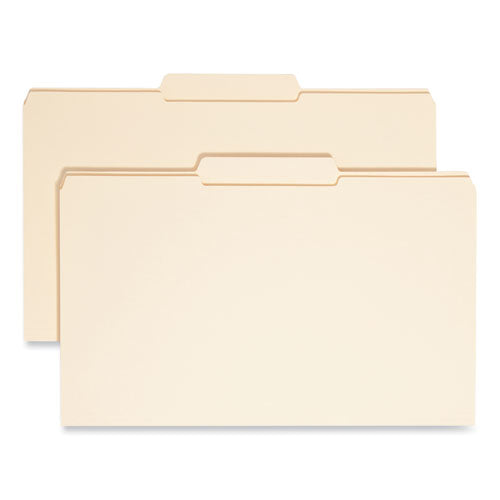 Image of Smead Reinforced Tab Manila File Folders, 1/3-Cut Tabs: Center Position, Legal Size, 0.75" Expansion, 11-pt Manila, 100/Box