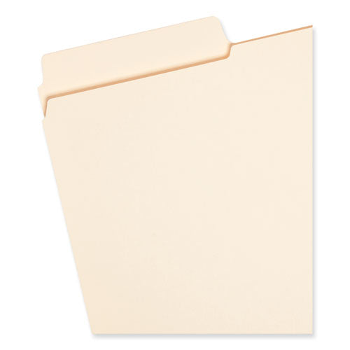 Image of Smead SuperTab Reinforced Guide Height Top Tab Folders, 1/3-Cut Tabs: Assorted, Legal Size, 0.75" Expansion, Manila, 100/Box