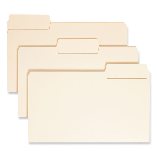 Image of Smead SuperTab Top Tab File Folders, 1/3-Cut Tabs: Assorted, Legal Size, 0.75" Expansion, 14-pt Manila, 50/Box