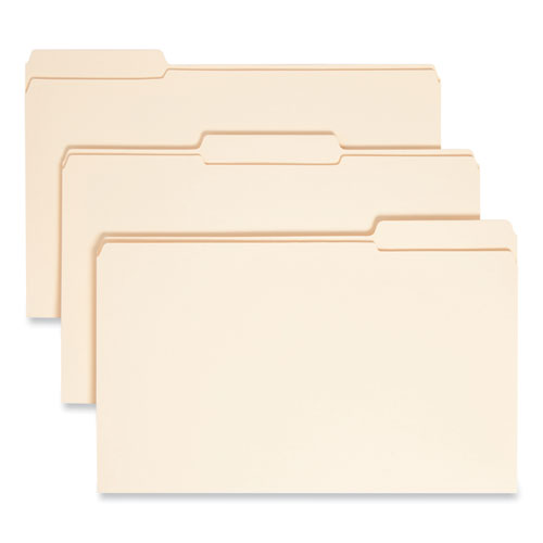 Image of Smead Reinforced Tab Manila File Folders, 1/3-Cut Tabs: Assorted, Legal Size, 0.75" Expansion, 14-pt Manila, 100/Box
