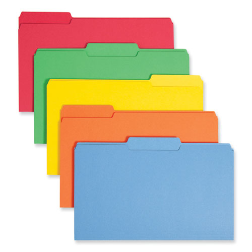 Image of Smead Colored File Folders, 1/3-Cut Tabs: Assorted, Legal Size, 0.75" Expansion, Assorted Colors, 100/Box
