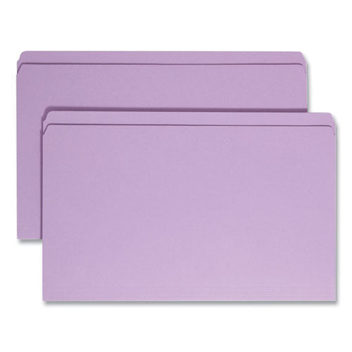 Image of Smead Reinforced Top Tab Colored File Folders, Straight Tabs, Legal Size, 0.75" Expansion, Lavender, 100/Box