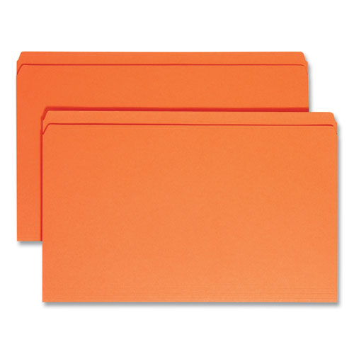 Image of Smead Reinforced Top Tab Colored File Folders, Straight Tabs, Legal Size, 0.75" Expansion, Orange, 100/Box
