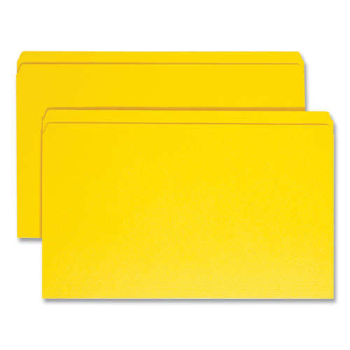 Image of Smead Reinforced Top Tab Colored File Folders, Straight Tabs, Legal Size, 0.75" Expansion, Yellow, 100/Box