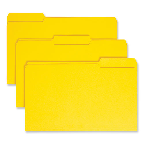 Image of Smead Colored File Folders, 1/3-Cut Tabs: Assorted, Legal Size, 0.75" Expansion, Yellow, 100/Box