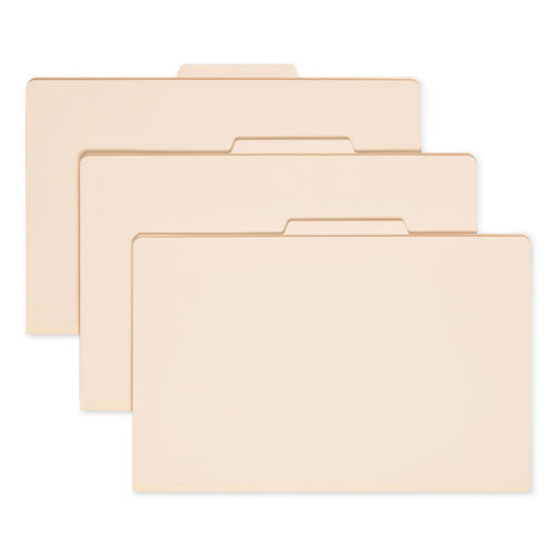 Image of Smead Four-Section Top Tab Classification Folders, 2" Expansion, 1 Divider, 4 Fasteners, Legal Size, Manila, 10/Box