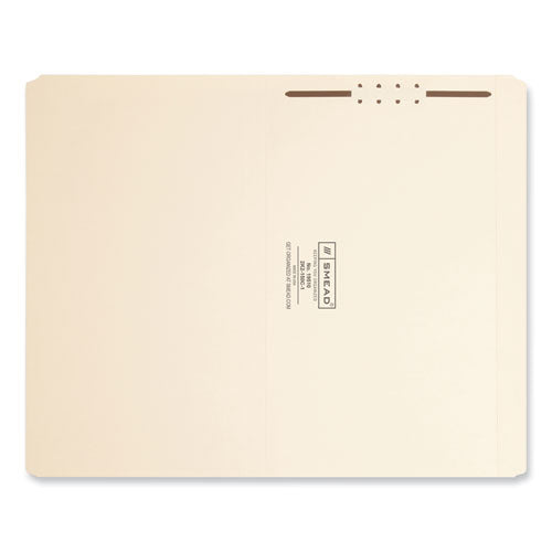 Image of Smead Top Tab Fastener Folders, Straight Tabs, 0.75" Expansion, 1 Fastener, Legal Size, Manila Exterior, 50/Box