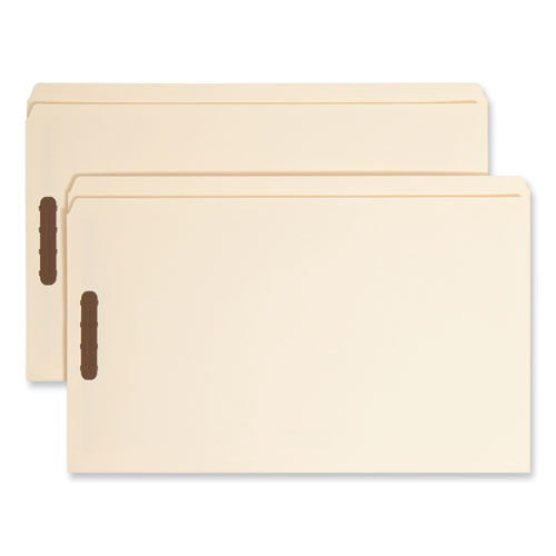 Image of Smead Top Tab Fastener Folders, Straight Tabs, 0.75" Expansion, 2 Fasteners, Legal Size, Manila Exterior, 50/Box
