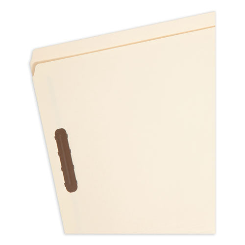 Image of Smead Top Tab Fastener Folders, Straight Tabs, 0.75" Expansion, 2 Fasteners, Legal Size, Manila Exterior, 50/Box