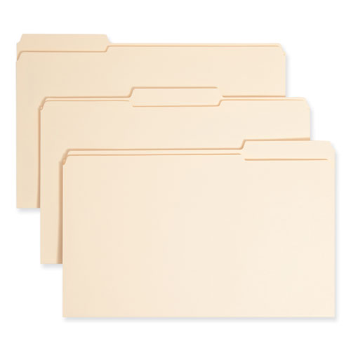Image of Smead Top Tab Fastener Folders, 1/3-Cut Tabs: Assorted, 0.75" Expansion, 1 Fastener, Legal Size, Manila Exterior, 50/Box
