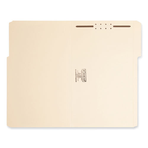 Image of Smead Top Tab Fastener Folders, 1/3-Cut Tabs: Assorted, 0.75" Expansion, 1 Fastener, Legal Size, Manila Exterior, 50/Box