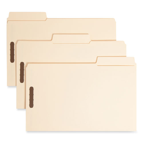 Image of Smead SuperTab Reinforced Guide Height Fastener Folders, 11-pt Manila, 0.75" Expansion, 2 Fasteners, Legal Size, Manila, 50/Box
