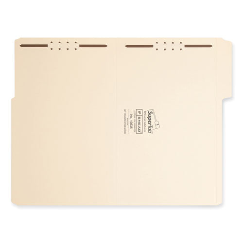 Image of Smead SuperTab Reinforced Guide Height Fastener Folders, 11-pt Manila, 0.75" Expansion, 2 Fasteners, Legal Size, Manila, 50/Box