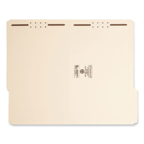 Image of Smead Top Tab Fastener Folders, 1/3-Cut Tabs: Right, 0.75" Expansion, 2 Fasteners, Legal Size, Manila Exterior, 50/Box