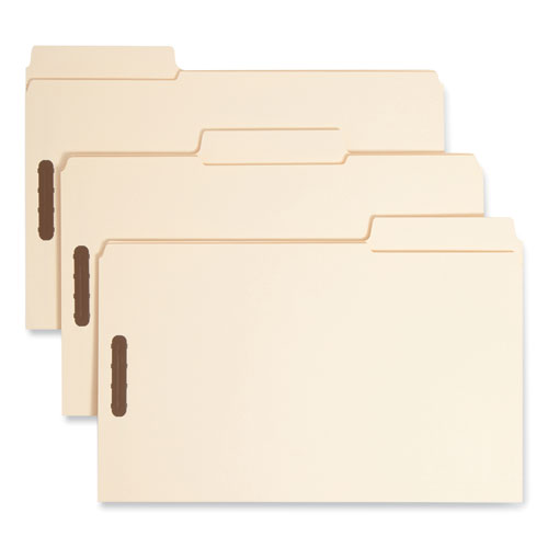 Image of Smead SuperTab Reinforced Guide Height Fastener Folders, 14-pt Manila, 0.75" Expansion, 2 Fasteners, Legal Size, Manila, 50/Box