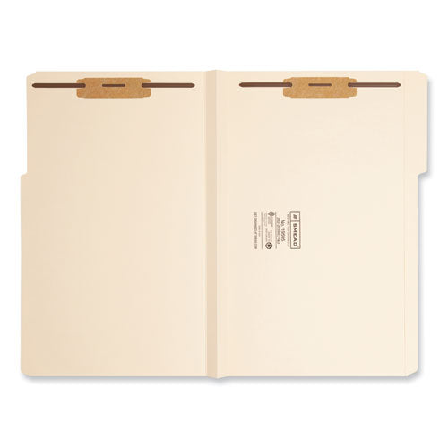 Image of Smead Top Tab Manila Expansion Fastener Folders, 1.5" Expansion, 2 Fasteners, Legal Size, Manila Exterior, 50/Box