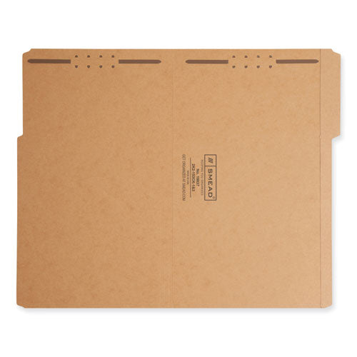 Image of Smead Top Tab Fastener Folders, 1/3-Cut Tabs: Assorted, 0.75" Expansion, 2 Fasteners, Legal Size, Kraft Exterior, 50/Box